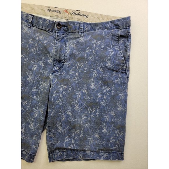 Tommy Bahama Blue Floral Men's 38 Flat Front Chino Shorts 9.5" Inseam Stretch - Picture 2 of 9
